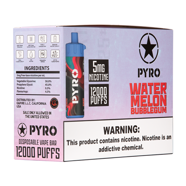 Watermelon Bubble Gum PYRO 12000