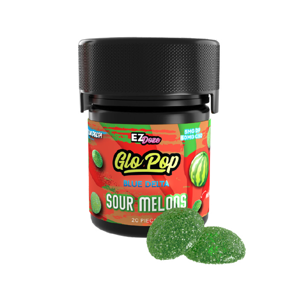 Sour Melons Blue Delta 20ct Glo Pop Gummies